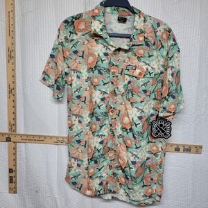 Springfield Armory Mens Small Aloha Shirt‎ Green Floral Flag Rifle Rare